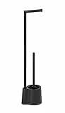 WENKO Colonnina con portarotolo e scopino WC Avola nero opaco - Portascopino WC, Polipropilene, 13 x 70 x 16 cm, Nero