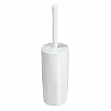 mDesign Scopino bagno con porta scopino – Elegante spazzolino WC in plastica – Scopino WC ideale per bagno padronale o degli ospiti – bianco