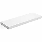 Vetrineinrete® Mensola da parete bianca con reggimensola a scomparsa kit montaggio incluso scaffale in legno MDF laccato bianco opaco fissaggio a muro varie dimensioni (60 x 25 cm) G64