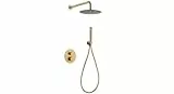 IMEX - Set doccia termostatica da incasso a parete Kit Termostatico Doccia Incasso 2-Vie - Rubinetteria bagno SERIE LINE Oro Spazzolato - GTD038/OC