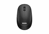 Philips SPK7307BL wireless mouse - con ricevitore nano USB, design ergonomico e sensore da 1.600 DPI, clic silenziosi, per utenti mancini e destrimani, compatibile con PC, Mac, laptop, colore nero