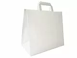 Carte Dozio - Shopper in Kraft con fondo quadro, color Bianco, maniglia piatta, f.to cm 32+17x29, cf 25 pz
