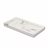 Vassoio in resina marmo, piatto rettangolare antiscivolo marmo con struttura in marmo vassoio bagno, vassoio tavolino cucina, per candele, sapone, asciugamani, porta profumo, porta gioielli (bianco)