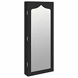 vidaXL Armadio Portagioie con Specchio a Muro Nero 37,5x10x90 cm