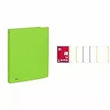 Favorit Raccoglitore in Polipropilene Neon, 22 x 30 cm, 4 Anelli Tondi da 15 mm, Verde Fluo+Favorit 400108157 - Ricambio per Maxi Quaderno A Righe, Assortiti