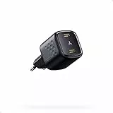 VOLTME Caricatore USB C 30W 2-Porte Rapido Nero, Caricatore Doppio USB-C 30W Doppia Ricarica GaN PD3.0 & PPS Presa USB C Compatto e Compatibile con iPhone 14/13/12, Samsung, iPad, MacBook Air