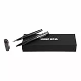 BOSS Hugo Set di penne Gear Ribs Black Penne a sfera e penna stilografica in ottone, colore verde scuro/nero, dimensioni: 200 x 62 x 34 mm, HPBP306A