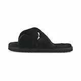 PUMA Women's Fashion Shoes FLUFF X STRAP Slide Sandal, PUMA BLACK-PUMA WHITE, 37