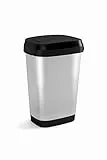 Kis Dual Swing Bin Style L - Pattumiera Decorata Basculante Per Sacchetto Da 50 Lt, Doppia Opzione Di Apertura - 30,5X42X60H Steel
