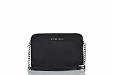 Michael Kors Borsa a tracolla a tracolla in pelle Saffiano Borsa Media Jet Set, Nero, Medium