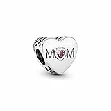 Brogtorl Ciondolo a forma di cuore rosa mamma compatibile per bracciali Pandora Gioielli di compleanno di perline fai da te Regali di perline per donne