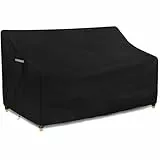 Dokon Copertura per Panca a 3 Posti da Giardino, Tessuto Oxford 600D Resistente, Impermeabile, Antivento, Anti-UV, Copertura Panca Esterno con Sfiato d'Aria (163x66x63/89cm) - Nero