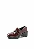 QUEEN HELENA Mocassini con Tacco Casual Eleganti Donna X29-94 (Bordeaux, 38)