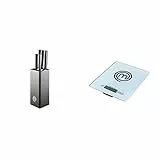 MasterChef Set Coltelli da Cucina con Ceppo Universale, Portacoltelli con Lama Affilato per Pane, Carne, Verdure e altro & Bilancia da Cucina Digitale, Pesa Cucina per Alimenti, in Grammi e Once