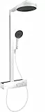 hansgrohe Rainfinity - Sistema doccia a risparmio idrico (EcoSmart) con termostato, soffione doccia da 250 mm, doccia a pioggia con soffione (3 tipi di getti), tubo, asta doccia e soffione rotondo,