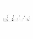 Amazon Basics Legno Appendiabiti da parete, 5 ganci standard 57 cm, Bianco, Confezione da 2