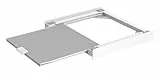 Meliconi Base Torre Evo L60, Kit di Sovrapposizione Lavatrice Asciugatrice Universale, Supporto Premontato con Ripiano Estraibile in Legno, Cinghia di Sicurezza Inclusa, Portata 250 Kg, Bianco