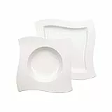 Villeroy & Boch NewWave Set Dinner per 4 Persone, Porcellana Premium, Bianco, 8 Pezzi