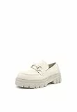 QUEEN HELENA Mocassini Eleganti con Plateau Francesine Casual Platform Senza Lacci Loafer Donna X27-156 (X27-156 Beige, Numeric_37)