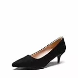 DREAM PAIRS Scarpe Classiche da Donna con Tacco Basso Décolleté con Tacco Sottile Décolleté in PU con Soletta Imbottita CAMOSCIO Nero Moda-E Taglia 37 (EUR)