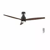 Cecotec Ventilatore da soffitto con luce EnergySilence Aero 5300 Black&Wood Design 30 W, diametro 52' con 3 pale, motore DC, luce LED, telecomando, timer e modalità Winter-Summer
