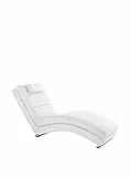 Wink Design Sofia White Chaise Longue, Pelle, Bianco, 62x172x85 cm