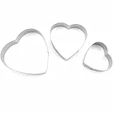 JOY STORE Formine per biscotti in acciaio inox. Taglia biscotti a forma di cuore. Set di 3 pezzi.