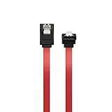 Ewent Cavo SATA III, Velocità 6Gbits con Clips in metallo, SATA L-Type angolare 90°, Rosso, 0.5 m