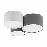 EGLO Plafoniera Pastore, plafoniera in tessuto a tre punti luce, acciaio, tessuto, bianco, antracite marrone, grigio, E27
