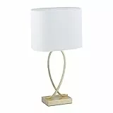 Relaxdays Lampada da Tavolo, Abat Jour con Paralume di Stoffa, HxLxP: 51 x 28 x 18 cm, E27, Salotto e Camera Letto, Oro