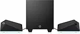 HP - Gaming Speakers X1000, Altoparlanti e Subwoofer, Potenza 30 W RMS, Regolazione Illuminazione (con OMEN Command Center) e Equalizzazione, Compatibile Tablet o Smartphone, AUX 3.5 mm, USB, Nero
