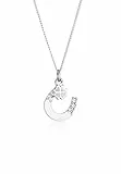 Elli Collana Donne Ciondolo Ferro di Cavallo Foglia di Trifoglio con Cristalli in Argento Sterlino 925