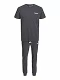 JACK & JONES Jachexa LW SS Tee And Sweat Set Tuta da Jogging, Asfalto/Confezione:/Pants-Asphalt, M Uomo