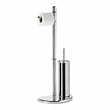GEDY Hibiscus Colonna bagno porta rotolo + scopino bagno, Cromato, Set per wc in metallo e resine, Misure 75 x 29,6 x 18 cm, Design R&S Gedy, Garanzia 2 anni
