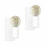 Klighten 2 Pezzi Lampada da Parete E27 Vintage Orientabile, Applique Parete Industriale Retrò Interni in Metallo, Lampada a Muro per Cucina, Camera da Letto, Soggiorno, Bianco, Lampadina non Inclusa