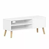 VASAGLE Mobile TV, Armadietto Stand TV, per TV fino a 55 Pollici, Porta TV Lungo 120 cm, Centro di Intrattenimento, Metà del Secolo Moderno per Soggiorno, Camera da Letto, Bianco LTV120T46