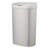 Amazon Basics - Pattumiera in acciaio inox, automatica, rettangolare, da 50 litri, Bianco