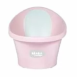 BÉABA by Shnuggle - Vasca da bagno ergonomica, compatta, schienale in schiuma, supporto per il bambino da riempire rapidamente, piedini antiscivolo, colore: rosa