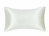 Federa in 100% Pura Seta di gelso 19 Momme, in Seta Charmeuse su Entrambi i Lati, ipoallergenica, con Cerniera Nascosta, 50 cm x 75 cm, Confezione da 1 Pezzo, Seta, Avorio