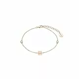 s.Oliver 2035513 - Bracciale da donna in argento sterling 925, con zirconi, 17 + 3 cm, colore: rosa, fiore, 17 cm, Argento sterling, Zirconia cubica