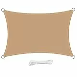 swift Vela Ombregggiante Impermeabile Rettangolare 4x6 m Protezione Anti Raggi UV Tenda a Vela 6x4 m, Telo Tenda da Sole a Vela per Esterno, Giardino & Gazebo, Sabbia