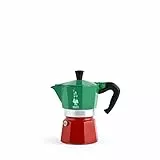 Bialetti Caffettiera Moka Express Tricolore, 3 Tazze, Manico anti scottatura, Non adatta a induzione, 3 (130 ml), Alluminio