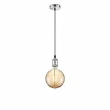 Home Sweet Home Lampada a sospensione moderna in acciaio spazzolato Globe | G180| lunghezza 100 cm | Ambra | lampada a sospensione con lampada LED | 4W 400lm 2700K dimmerabile