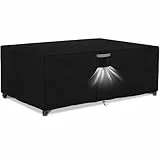 Dokon Coperture per Mobili da Giardino, Tessuto Oxford 600D Resistente, Impermeabile, Antivento, Anti-UV, Copertura per Tavolo Esterno con Sfiato d'Aria, Rettangolare (200x160x74cm) - Nero