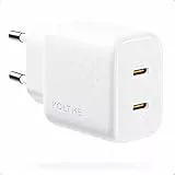 VOLTME Caricatore USB C 20W Doppio Port Compatibile con iPhone 14/13, Caricatore Tipo C Muro Rapida PD3.0 PPS Bianco USB-C Alimentatori Adatto per Xiaomi/Pixel/Galaxy e altri dispositivi usb-c