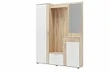 AVANTI TRENDSTORE - Pit - Guardaroba Completo in Laminato di Quercia Sonoma/Bianco. Set Completo Ingresso. Dimensioni: Lap 145x188x30 cm