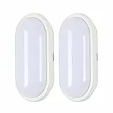 Seamoon Plafoniera LED Soffitto Ovale 15W, 1416lm Bianca Freddo 6000K Lampada da Parete Esterno Impermeabile IP45, per Bagno Camera da Letto Cucina Balcone, 2 Pack