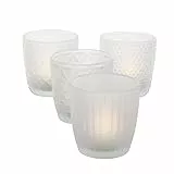 Set di 4 portacandele Boltze Marilu (bianco opaco, portacandele / tea light, portacandele da 8 cm di diametro, vari design, forma rotonda, portacandele) 2001879