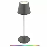 Lampada da Tavolo Senza Fili,Dimmerabile RGB 8 Colore Metallo Touch Lampada da Scrivania Ricaricabile,Interni ed Esterni IP54 Portatile Lampada da Tavolo per Ristoranti,Giardino,Balcone(Grigio)
