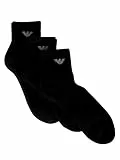 Emporio Armani 3-pack Short Socks Sporty Terrycloth, Confezione Da Calzini Corti Uomo, Nero, Taglia unica